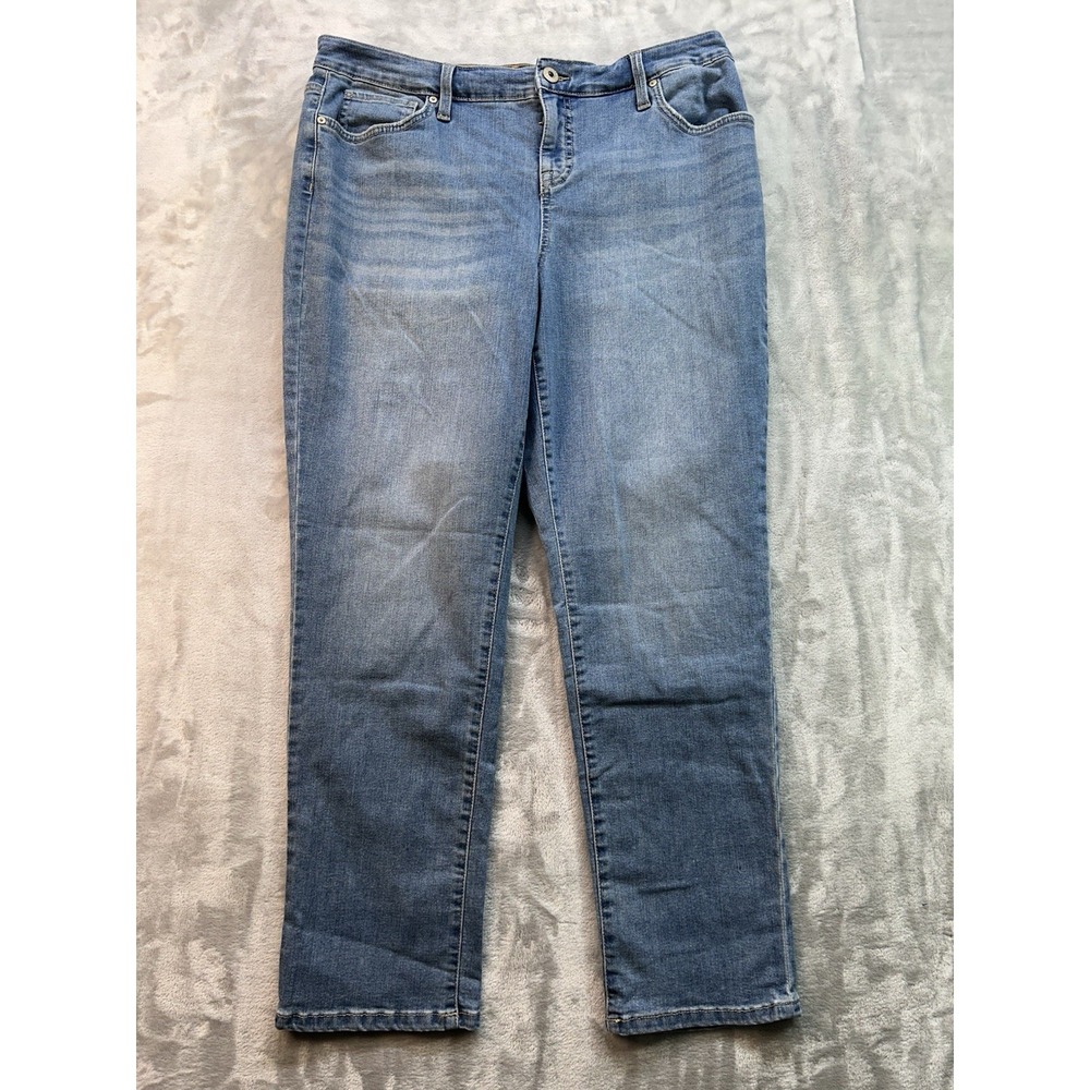 Style & Co Womens Plus Sz 14 Blue Jeans Curvy Girlfriend Stretch High Rise Pants
